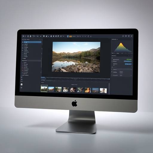 Tela de um computador com software de edição de fotos aberto, mostrando ajustes sendo aplicados a uma imagem.
